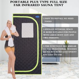 Portable Plus Type Full Size Far Infrared Sauna tent. Spa;  Detox ; Therapy and Relaxation at home.Larger Space; Stainless Steel Pipes Connector