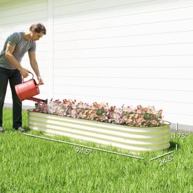Galvanized Raised Garden Bed Kit, Metal Planter Box With Safety Edging, Cream (Option: Cream)