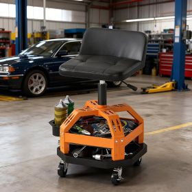 Rolling Creeper Garage Stool, 300 LBS Capacity Mechanic Stool With 360 Degrees Wheels, Tool Tray, Adjustable Height, Blue (Option: Yellow)