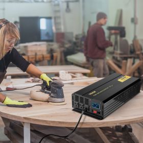 Pure Sine Wave Inverter, 2500 Watt Power Inverter, DC 12V To AC 120V Car Inverter, With USB Port, LCD Display, And Remote Controller Power Conver (Option: Black)