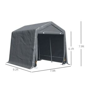 Garden Garage Storage Tent, Metal Frame Bike Shed W Zipper Doors (Option: Dark Grey)