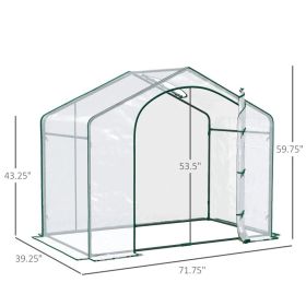 Portable Walk-in Greenhouse, Plastic Cover, Steel Frame Garden Hot House, Zipper Door, Top Vent For Flowers, Vegetables, Saplings, Tropical Plant (Option: Clear)
