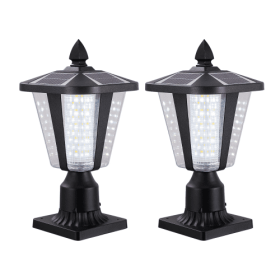 Solar Pillar Headlights With Dimmable LEDs - 2 Packs Unavailable Platforms- Temu (Option: Black)