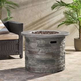 Outdoor 32" Round MgO Propane Fire Pit, Grey Top - 40,000 BTU (Color: as Pic)