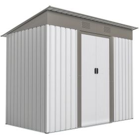 Metal Garden Shed, Backyard Tool Storage Shed With Dual Locking Doors, 2 Air Vents And Steel Frame, Silver (Option: Silver)