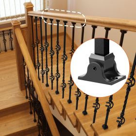 Aluminum Alloy Baluster Shoes Square Balusters Baluster Wrought Spindles For Staircase Slant Shoes With Screw Holes For Use With 1/2 Inch Stairca (Option: Black)